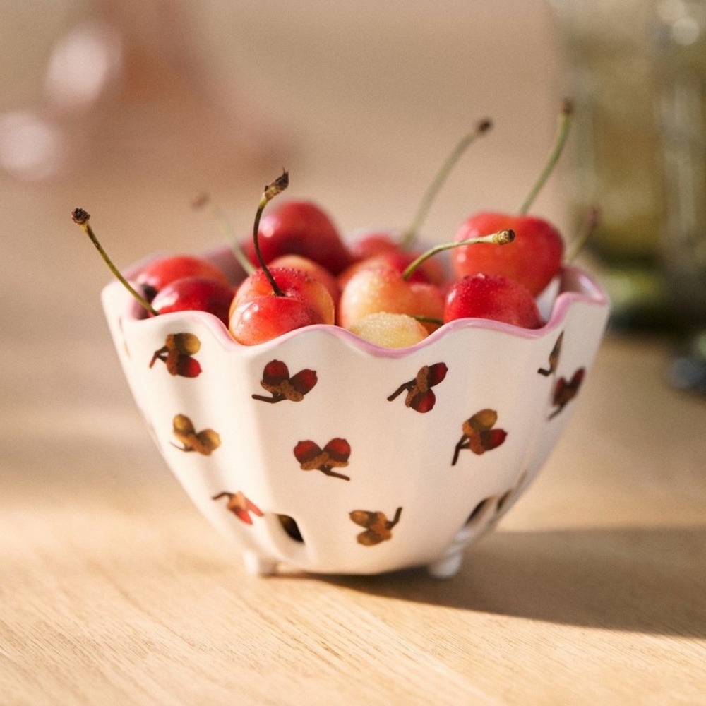 Anthropologie NWT/NIB Georgie Handpainted Decaled Stoneware Berry Basket